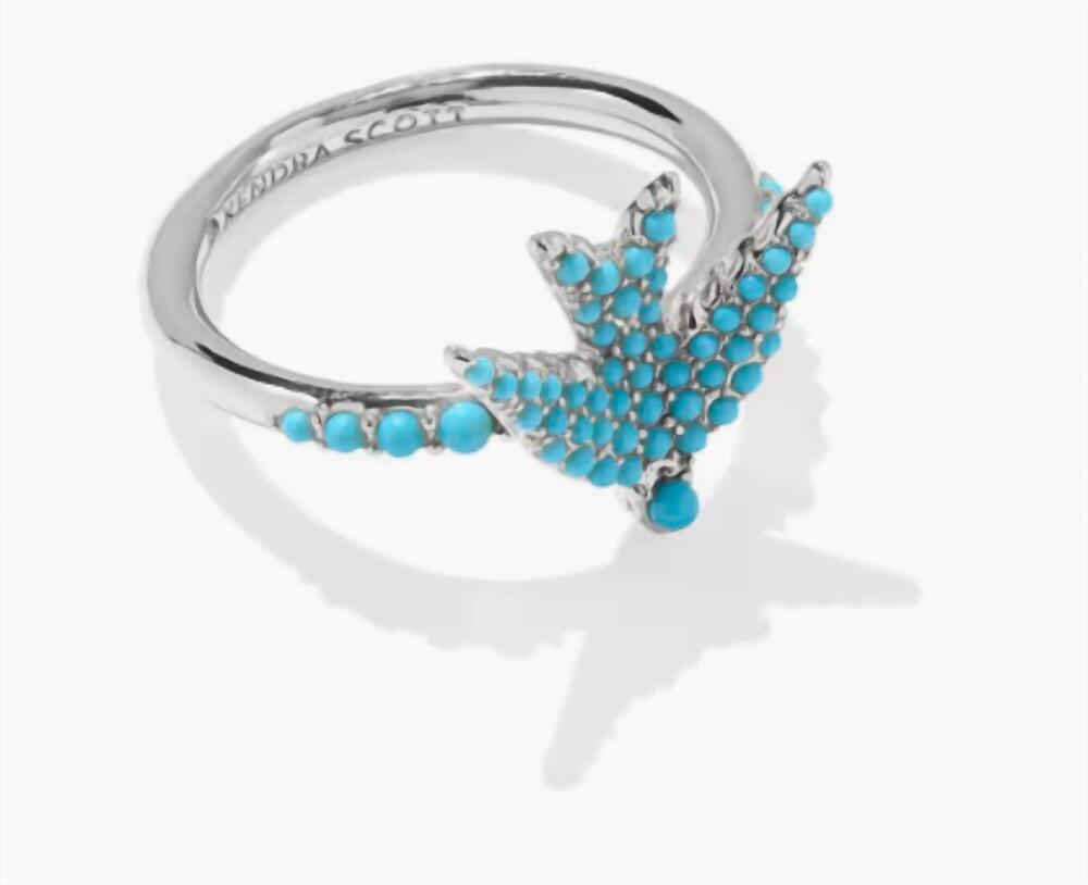 NEW KENDRA SCOTT women's melody bird cocktail ring in teal